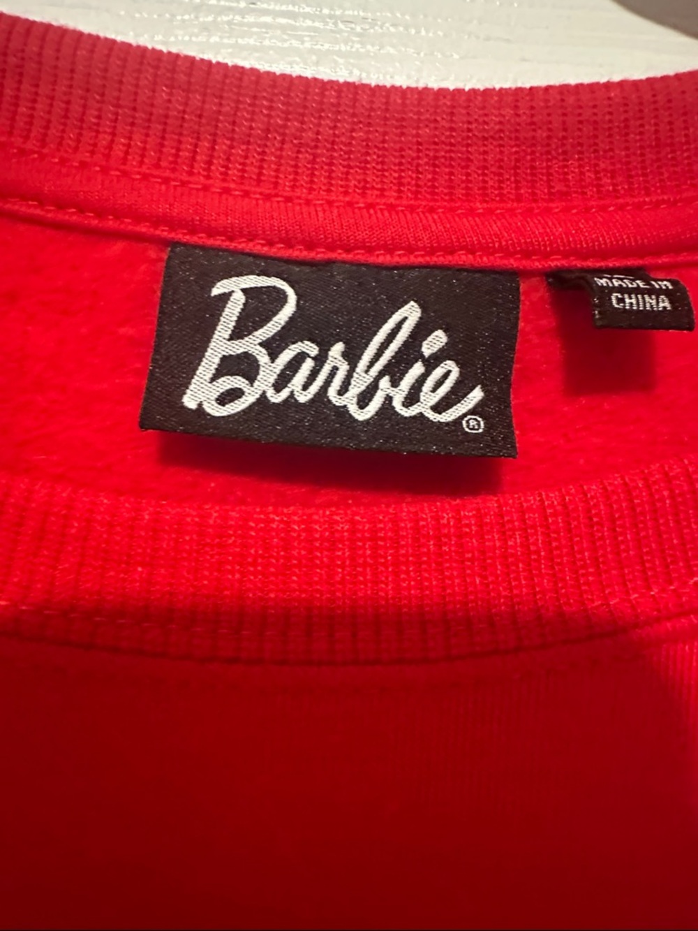 Barbie Red Sweatshirt with Pink Logo and White Accents - Picture 3 of 5